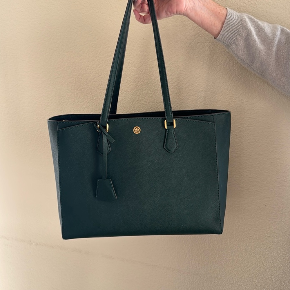 Emerald Green Tory Burch Tote Bag